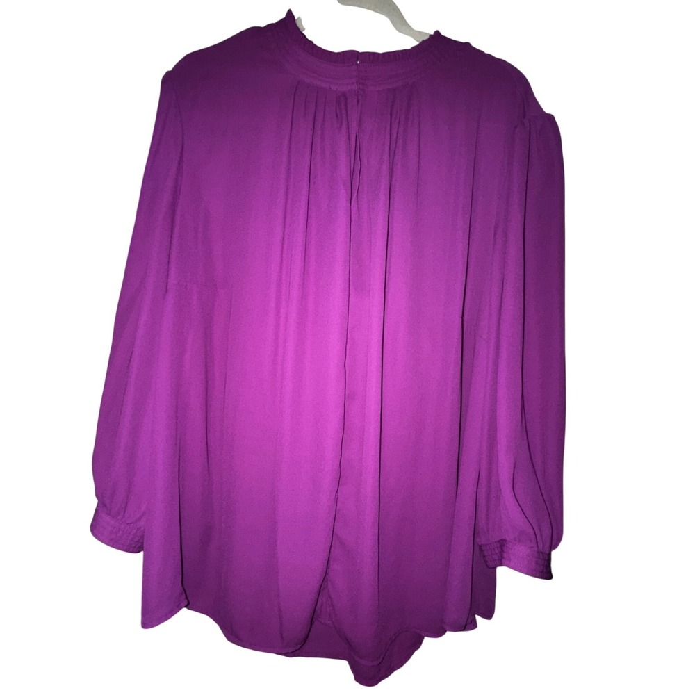 Purple V Neck Ruffled Collar Long Sleeve Blouse Top Plus Size 3X Boho Whimsigoth - Picture 3 of 5